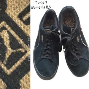 Puma Suede Foil FS Low Top Sneakers - Men Size 7 Black/Gold Shoes